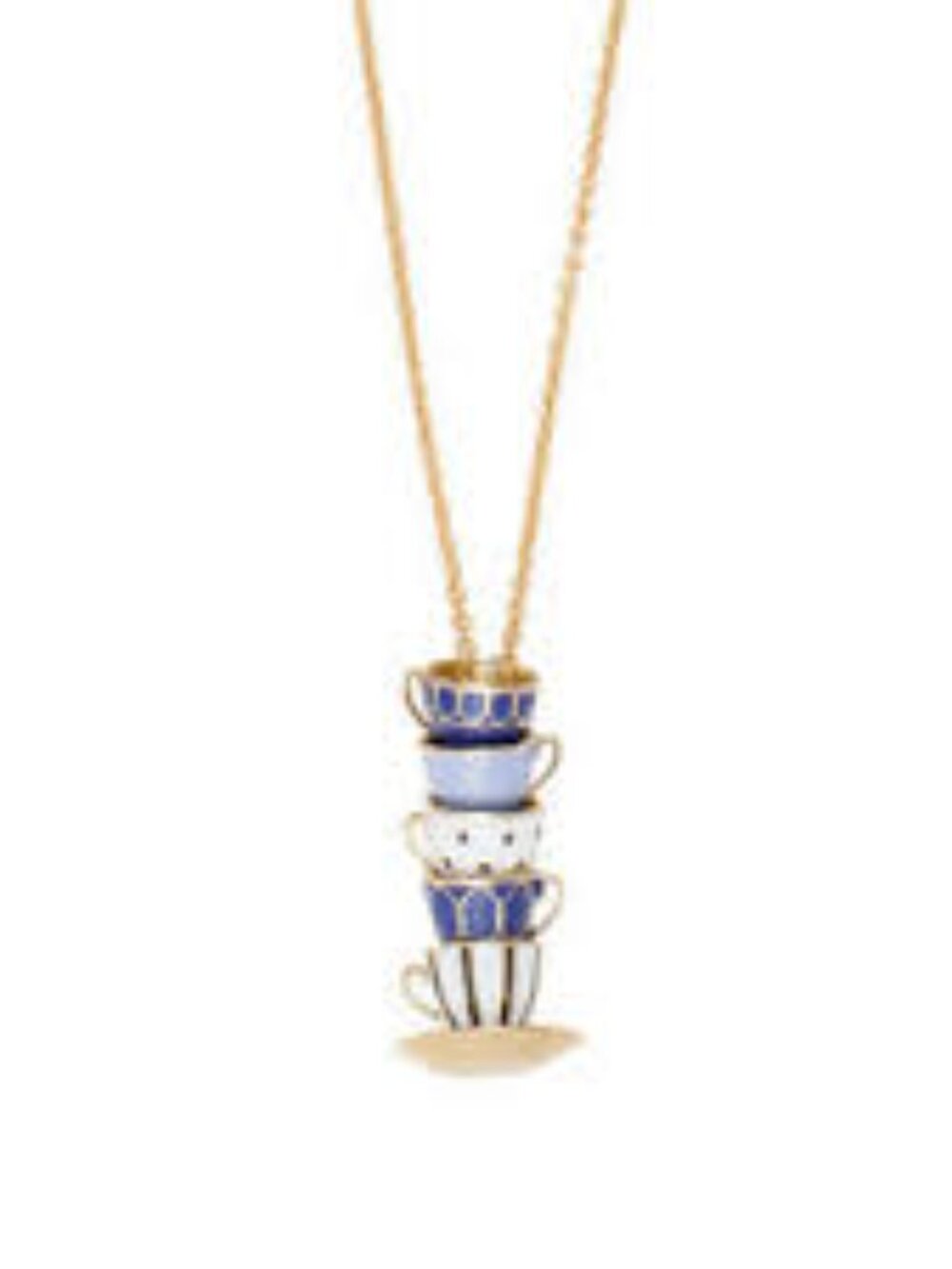 Alice In Wonderland White And Blue Teacup Necklace